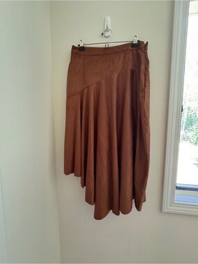 Soft Surroundings Brown Asymmetrical Midi Skirt